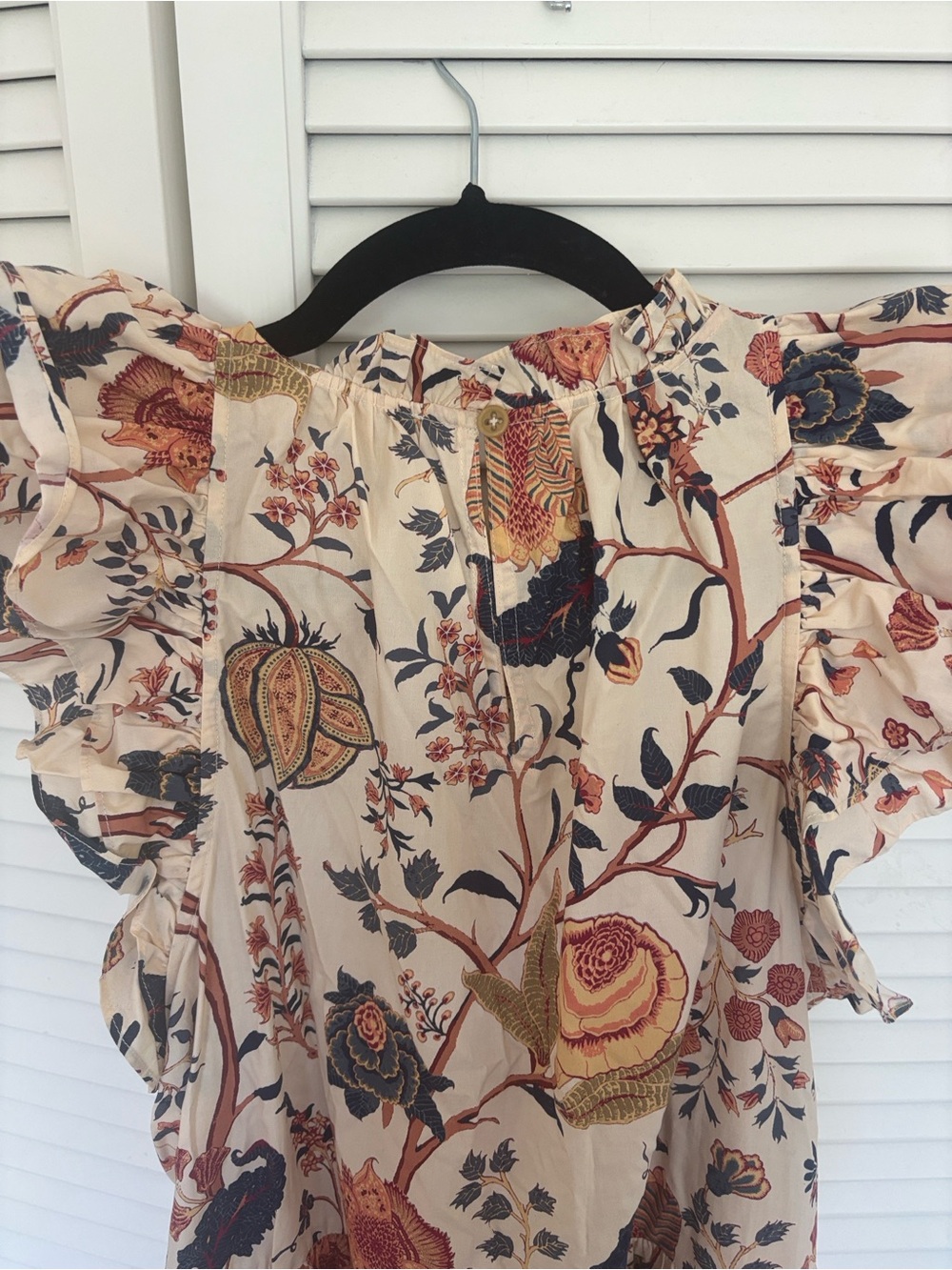 Ulla Johnson Cream Midi Dress with Navy and Rust Floral Print - Picture 2 of 4